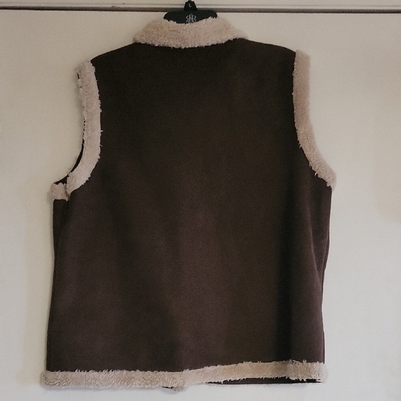 Brown and Cream Embroidered Suede Women's Vest - Picture 3 of 4